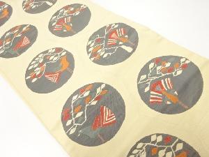 枝葉に鳥模様織出し袋帯